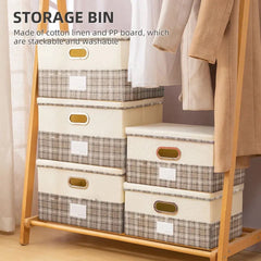 Space-Saving Fabric Storage Basket With Lid (Large Size)