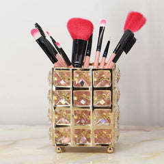 Crystal Brush Holder In Golden Colour