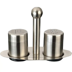 Stainless Steel Salt And Pepper Shakers With Stainless Steel Holder