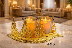 Golden Metal Double Candle Stand ( Without Candle)
