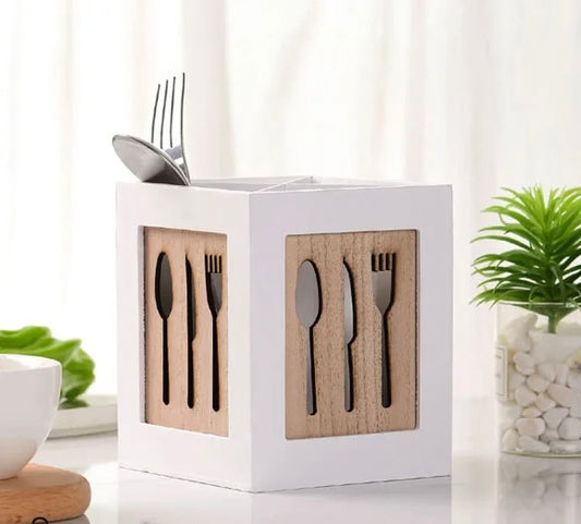 Bamboo Kitchen Cutlery Holder – Knives & Forks Design