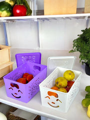 3-Piece Smiley Storage Basket with Lids