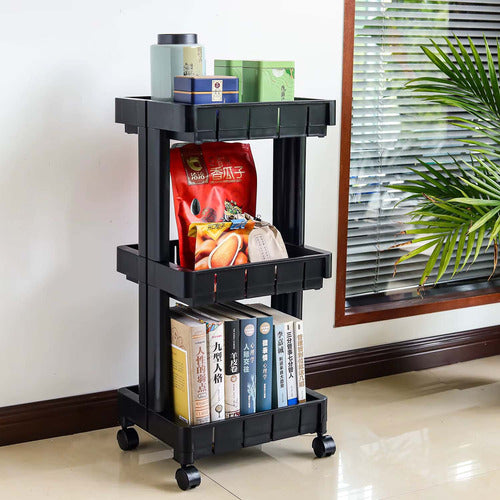 3-Tier Rolling Multi-Purpose Storage Rack with Wheels (HEAVY PLASTIC QUALITY)