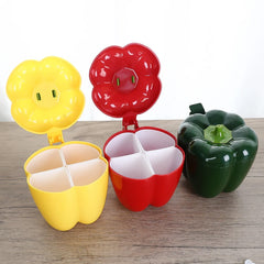 Capsicum Shaped Four Compartments Spice Jar Container with Spoons