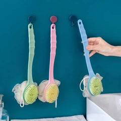 2-in-1 Long Handle Bath Brush & Back Scrubber – Dual-Sided Shower Exfoliator