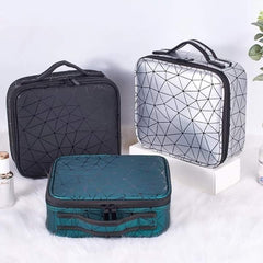 PRINTED MAKEUP ORGANIZER TRAVELLING BAG WITH ADJUSTABLE COMPARTMENTS (Large Size)