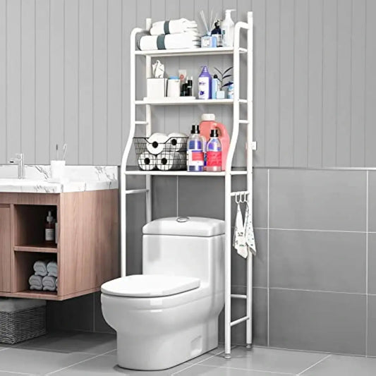 3-Tier Over-The-Toilet Space Saver Shelf | Durable Iron Bathroom Organizer Rack