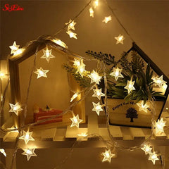 Star Shaped String Lights For Decoration (12ft length)