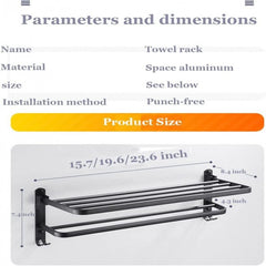 Wall Mounted Iron Towel Rack (Black Colour)