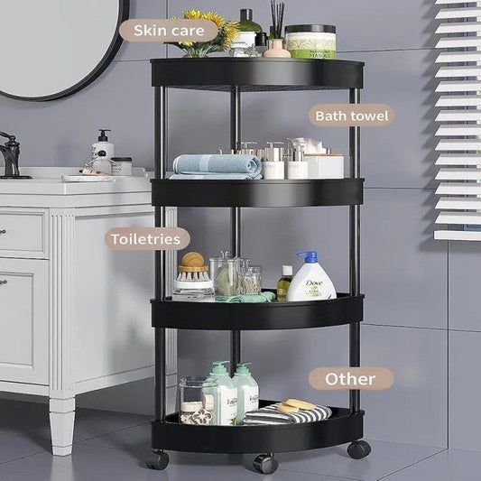 4-Layer Corner Storage Rack – Multipurpose Plastic & Metal Rod Organizer