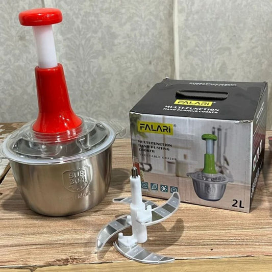 Stainless Steel Hand Push Chopper 2 L — Manual Food / Veggie & Meat Chopper