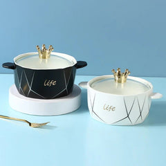 Ceramic bowl with lid — 1200 ml