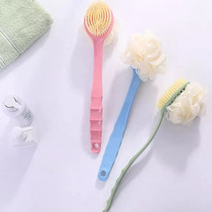 2-in-1 Long Handle Bath Brush & Back Scrubber – Dual-Sided Shower Exfoliator