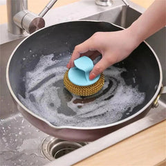 Wire Ball Dish Cleaning Brush with Handle