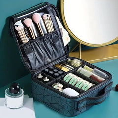 PRINTED MAKEUP ORGANIZER TRAVELLING BAG WITH ADJUSTABLE COMPARTMENTS (Large Size)
