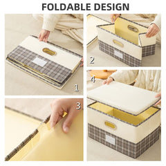 Space-Saving Fabric Storage Basket With Lid (Large Size)
