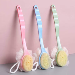 2-in-1 Long Handle Bath Brush & Back Scrubber – Dual-Sided Shower Exfoliator