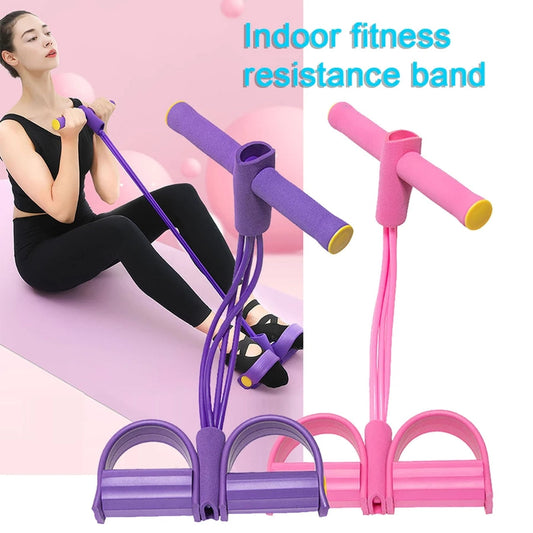 4 Tubes Elastic Sit-Up Pull Rope Abdominal Exerciser