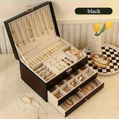 Triple Layer Leather Luxury jewellery organizer
