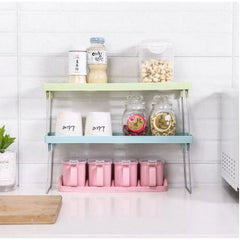 Folding Kitchen Organizer Cabinet Shelf – 1-Tier Jar Rack & Cupboard Storage Support