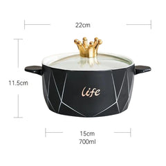 Ceramic bowl with lid — 1200 ml