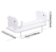 WALL-MOUNTED RACK WITH TOWEL HOLDER (ELEPHANT DESIGN)