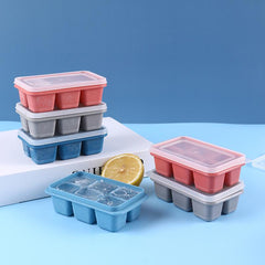 Pack of 3 Six Grid Silicone Ice Cube Tray With Plastic Lid