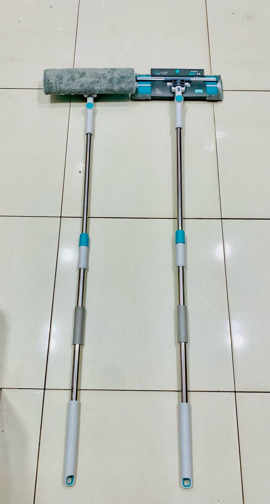 Rotatable Glass Wiper with Bendable Head — Double-Sided Window & Floor Squeegee