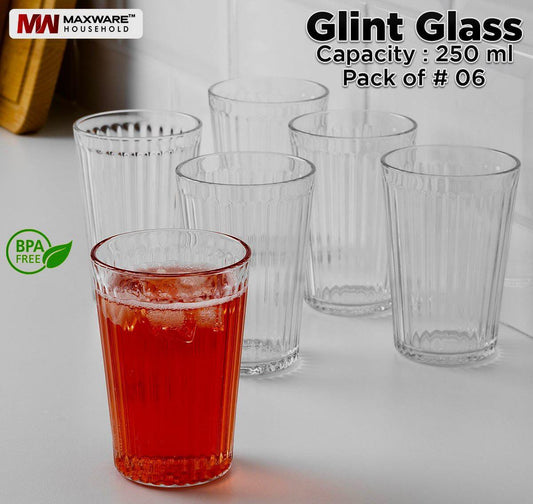 Glint Glass – Pack of 6 Clear Drinking Glasses