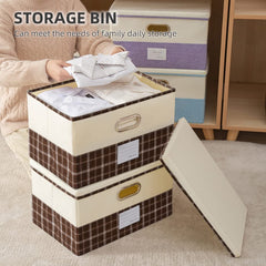 Space-Saving Fabric Storage Basket With Lid (Large Size)
