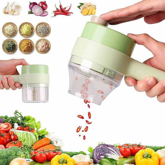 4 In 1 Portable Electric Vegetable Cutter, Mini Wireless Food Processor