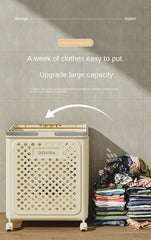 Portable Foldable Laundry Basket with Wheels | Rolling High-Capacity PP Hamper