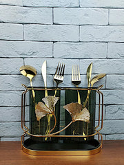 Acrylic Gold Design Cutlery Holder