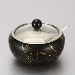 Stainless steel seasoning jar with spoon