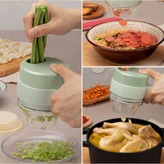 4 In 1 Portable Electric Vegetable Cutter, Mini Wireless Food Processor