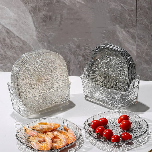 8pcs Acrylic Serving Plates Set With Acrylic Stand