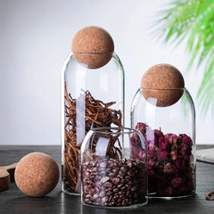 3Pcs Set Of Storage Jars With Bamboo Ball Lids