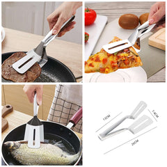 2 in 1 Cooking Double Sided Spatula Steel Tong