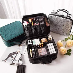 PRINTED MAKEUP ORGANIZER TRAVELLING BAG WITH ADJUSTABLE COMPARTMENTS (Large Size)