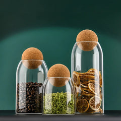 3Pcs Set Of Storage Jars With Bamboo Ball Lids