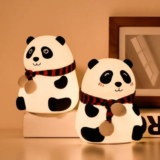 Big Cute Panda Silicone Touch Night Light | 7-Color LED USB Rechargeable Nursery Lamp