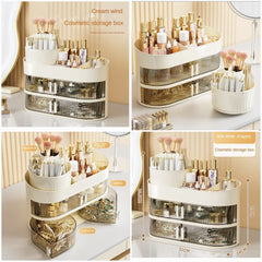 3-Layer Cosmetic Storage Organizer with Drawer — Multi-Compartment Makeup & Toiletry Storage Box