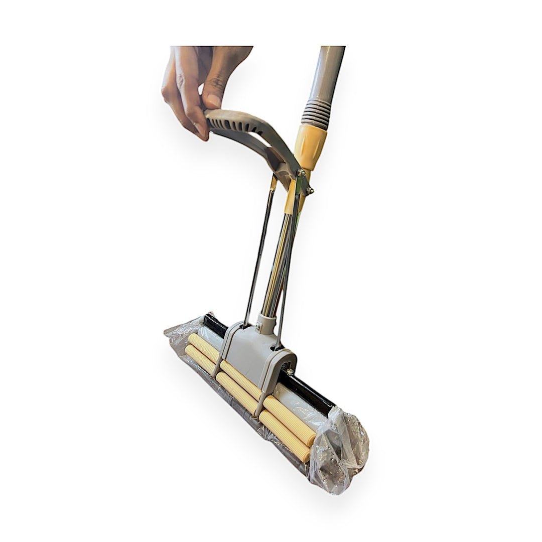 Dual-Roller PVA Sponge Mop with Telescopic Handle – Super Absorbent Indoor Floor Cleaner