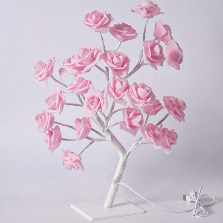 LED Rose Tree Night Light – Pink