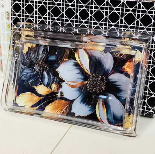 Acrylic Flower Design Tray 3pcs Set