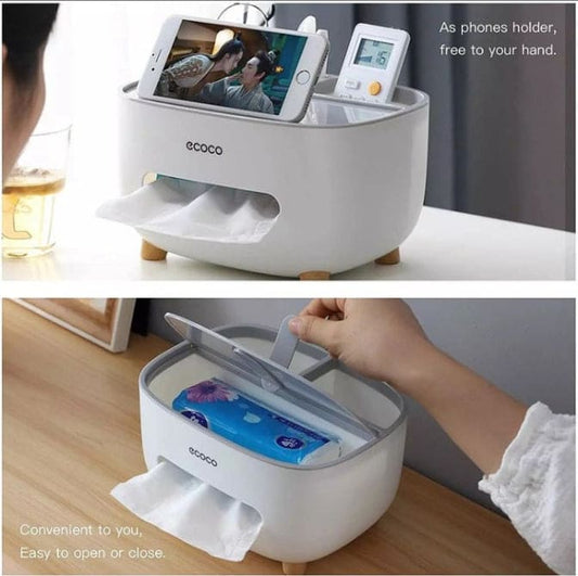 ECOCO Tissue Box With Multipurpose Holder