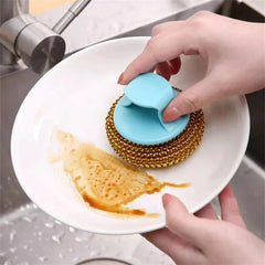 Wire Ball Dish Cleaning Brush with Handle