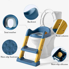 3-in-1 Multi-Functional Potty Training Toilet Seat with Step Stool Ladder – Blue