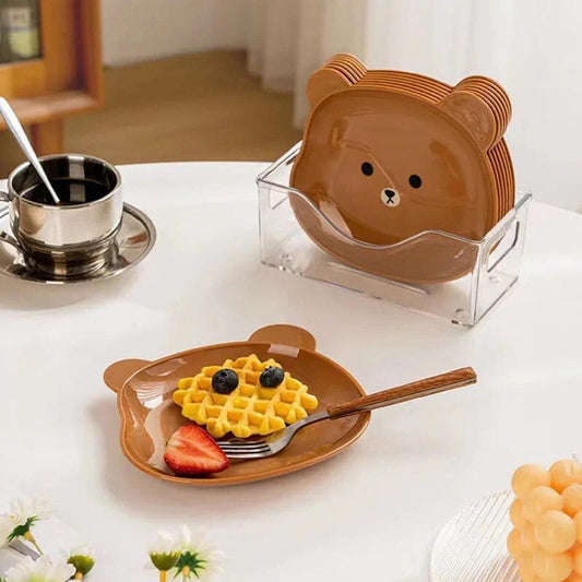 Set of 8 Mini Bear-Shaped Serving Plates