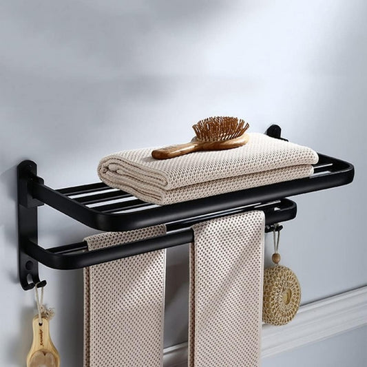 Wall Mounted Iron Towel Rack (Black Colour)